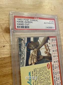 Hank Aaron Vintage PSA Post Cereal Hand Cut Authentic Collector Man Cave 1962