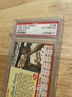 Hank Aaron Vintage PSA Post Cereal Hand Cut Authentic Collector Man Cave 1962