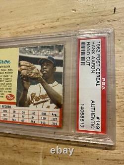 Hank Aaron Vintage PSA Post Cereal Hand Cut Authentic Collector Man Cave 1962