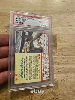 Hank Aaron Vintage PSA Post Cereal Hand Cut Authentic Collector Man Cave 1962