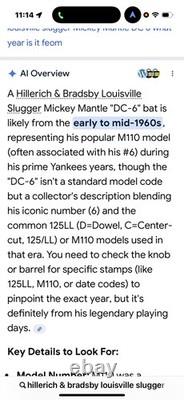 Hillerich & Bradsby Dc6 Major League Mickey Mantle Model Louisville Slugger