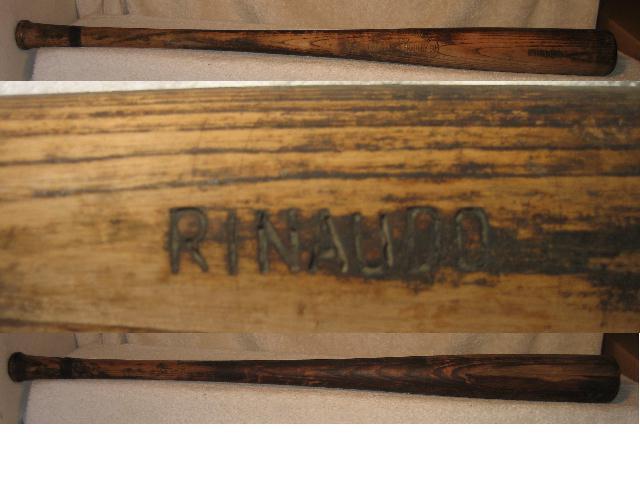 Hillerich Bradsby Vintage Game Used Bat Stamp Rinaudo Side Written Hardy Willis