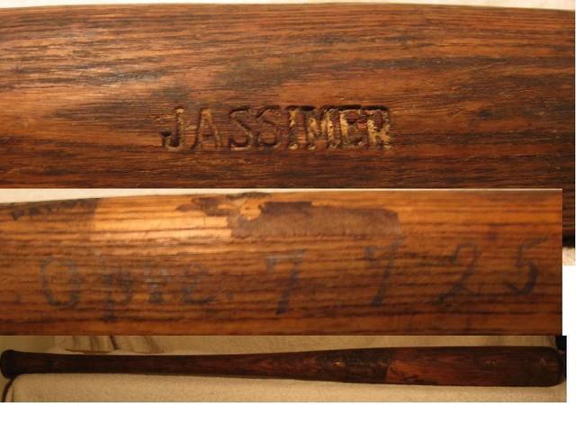 Hillerich & Bradsby Vintage Game Used Bat Stamped Jassimer Side Written Opre