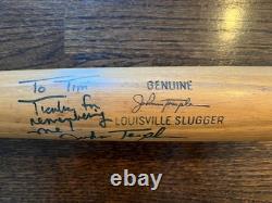 JOHNNY TEMPLE SIGNED GAME USED BASEBALL BAT VTG REDS INDIANS ORIOLES COLT 45s