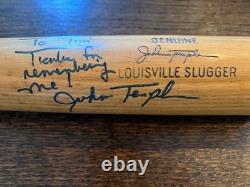 JOHNNY TEMPLE SIGNED GAME USED BASEBALL BAT VTG REDS INDIANS ORIOLES COLT 45s