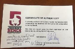 Johnny Bench HOF signed Cincinnati Reds bat glove shin guard vintage COA