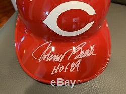 Johnny Bench HOF signed Rawlings baseball reds batting helmet COA vtg HOF rare