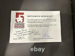 Johnny Bench NWOT Vtg Reds signed inscribed baseball Bat Chest Protector Glove