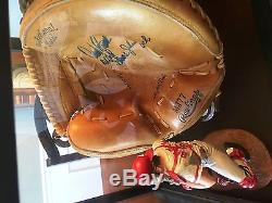 Johnny Bench Signed Vintage Cincinnati Reds Glove Mitt HOF COA case bat ball