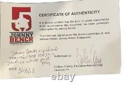 Johnny Bench signed HOF baseball Catchers Shin Guard throwback rare vtg Bat