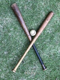 Lot 2 Vintage Antique Wooden Baseball Bats Louisville Slugger Hillerich Bradsby