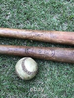 Lot 2 Vintage Antique Wooden Baseball Bats Louisville Slugger Hillerich Bradsby