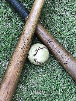 Lot 2 Vintage Antique Wooden Baseball Bats Louisville Slugger Hillerich Bradsby