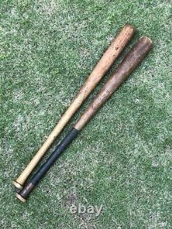 Lot 2 Vintage Antique Wooden Baseball Bats Louisville Slugger Hillerich Bradsby