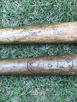 Lot 2 Vintage Antique Wooden Baseball Bats Louisville Slugger Hillerich Bradsby