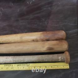Lot of 3 Vintage Wooden Baseball Bats Hillerich & Bradsby Louisville Slugger MM5