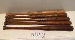 Lot of 5 Vintage 16 Louisville Slugger Mini Bats Hank Greenberg, Stan Musial