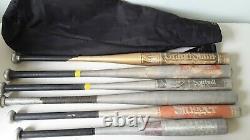 Lot of 6 Vintage Louisville Slugger Easton Baseball/Softball Metal Bats with Bag