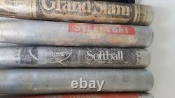 Lot of 6 Vintage Louisville Slugger Easton Baseball/Softball Metal Bats with Bag