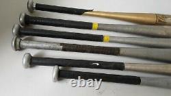 Lot of 6 Vintage Louisville Slugger Easton Baseball/Softball Metal Bats with Bag