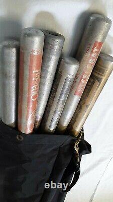 Lot of 6 Vintage Louisville Slugger Easton Baseball/Softball Metal Bats with Bag