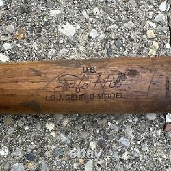 Lou Gehrig safe hit H & B 34 Wood baseball Ball Bat 1932- 1939 Vintage Antique