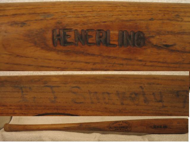 Louisville Slugger Vintage Game Used Bat Circa 1920's Henerling Shaverly
