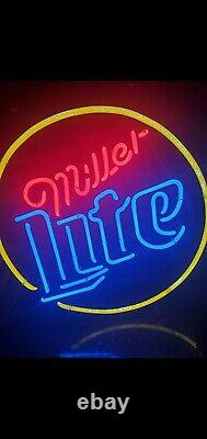 Miller Lite Beer Neon Electric Lighted Sign 50x20 rare vintage baseball mlb bat
