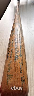 Negro League Hall of Famers and Stars autographed vintage baseball bat. 40 sigs