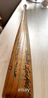 Negro League Hall of Famers and Stars autographed vintage baseball bat. 40 sigs