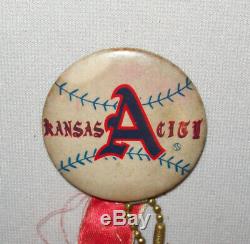 Nice Old Vtg 1955-1968 Kansas City As Baseball Team Pinback Button With Bat Ball