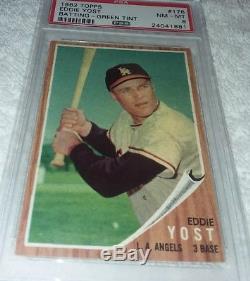 None Higher Psa 8 Nq Graded Vintage 1962 Topps 176 Eddie Yost Batting Green Tint