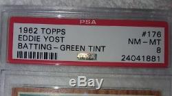 None Higher Psa 8 Nq Graded Vintage 1962 Topps 176 Eddie Yost Batting Green Tint