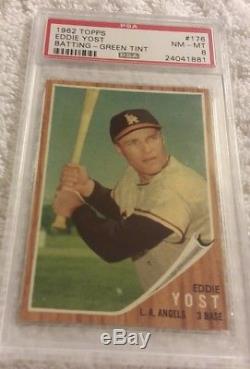 None Higher Psa 8 Nq Graded Vintage 1962 Topps 176 Eddie Yost Batting Green Tint