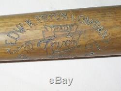 Old Vintage Antique Baseball Bat EDW. K TRYON Regulation League Flame Tempered