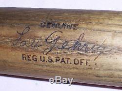 Old Vintage Lou Gehrig Baseball Bat H&B 40K Powerized New York Yankees HOFer