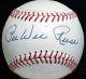 Pee Wee Reese Signed Baseball Brooklyn Dodgers Team Vtg Hof Babe Ruth League