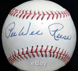 PEE WEE REESE Signed BASEBALL Brooklyn Dodgers Team vtg HOF Babe Ruth League