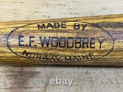 RARE Antique Vtg 20s 30s E. F. WOODBREY 34 E JACKSON Norway Maine Baseball Bat