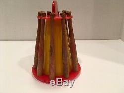 RARE! Vintage American League Baseball Bat Bank Player mini wooden Bats Van Dine