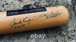 RARE Vintage No Hit Kings Bob Feller, Sandy Koufax, Nolan Ryan, Autographed Bat