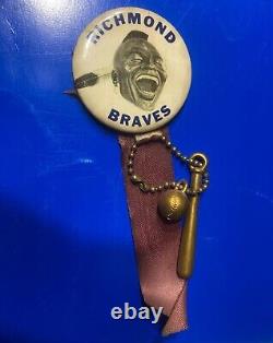 RARE Vintage Richmond Braves Circa 1960 1970's Team Logo Baseball Button Pin Bat