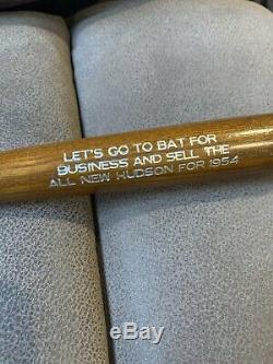 Rare Vintage 1954 Hudson Automobile Promotional Mini Baseball Bat Advertisement