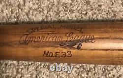 Rare Vintage American League Special Model Baseball Bat 33 No. E33 Ex-Mt