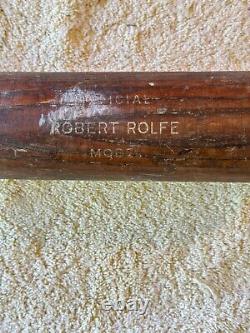 Spalding 13S 35 Robert Red Rolfe Special Model Dark Brown Wooden Ash Bat VTG