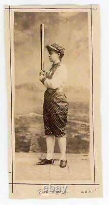 Unique Vintage Photograph of Early 20th Cent. Woman Athlete with Baseball Bat