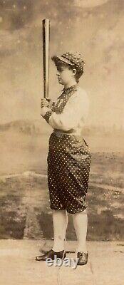Unique Vintage Photograph of Early 20th Cent. Woman Athlete with Baseball Bat