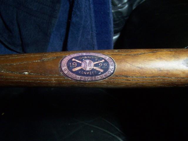 Vintage 1922 Wood Bat Commemorating The 1922 Word Series Yankees Vs Giants