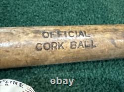 VINTAGE 1930's Hillerich&Bradsby Model CB1 Cork Ball Bat & Ball, VERY RARE