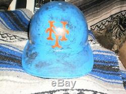 VINTAGE 1960s NEW YORK METS FIBERGLASS ABC BATTING HELMET BASEBALL GAME USED